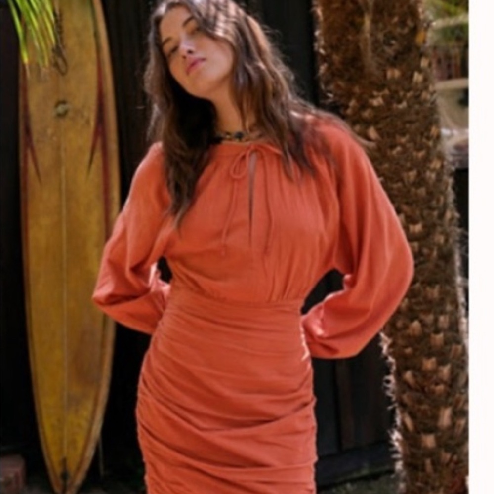 Free People Terracotta Long Sleeve Dress
